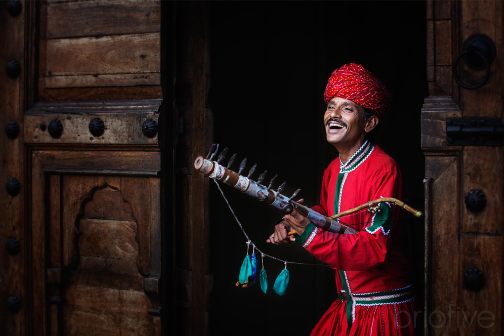 Indian Musician Playing the Ravanahatha